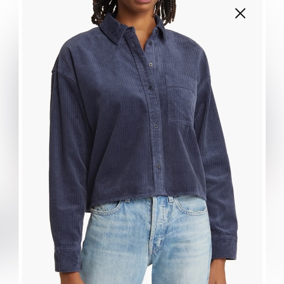 Madewell Tops - Madewell Blue Corduroy Ribbed Shirt, NWT Size Small